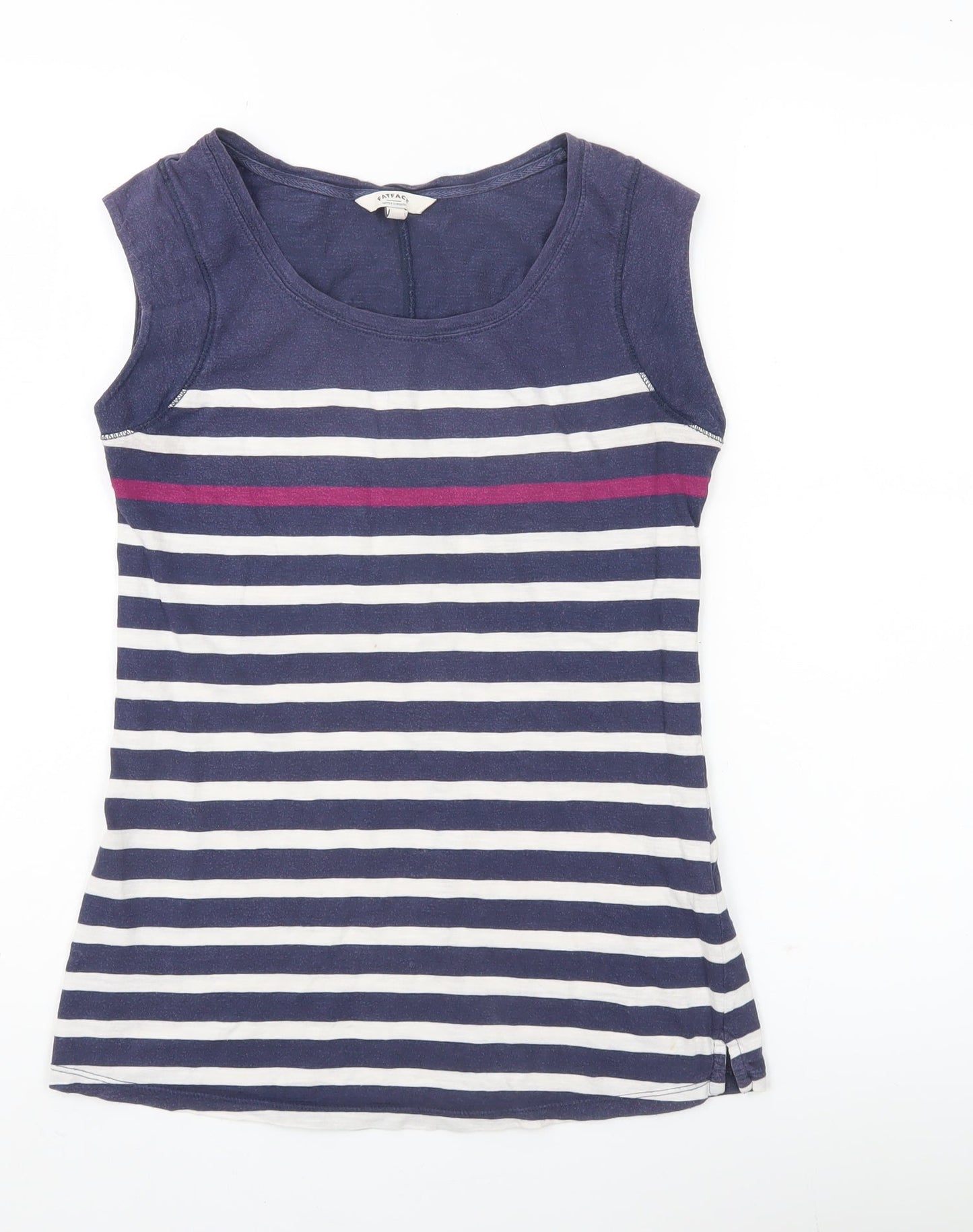 FatFace Women’s Blue Striped Cotton Tank Top Size 6 Scoop Neck