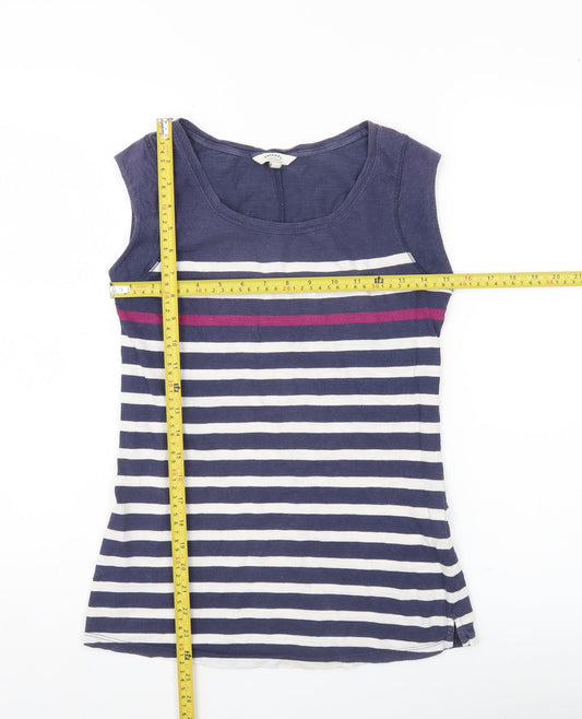 FatFace Women’s Blue Striped Cotton Tank Top Size 6 Scoop Neck
