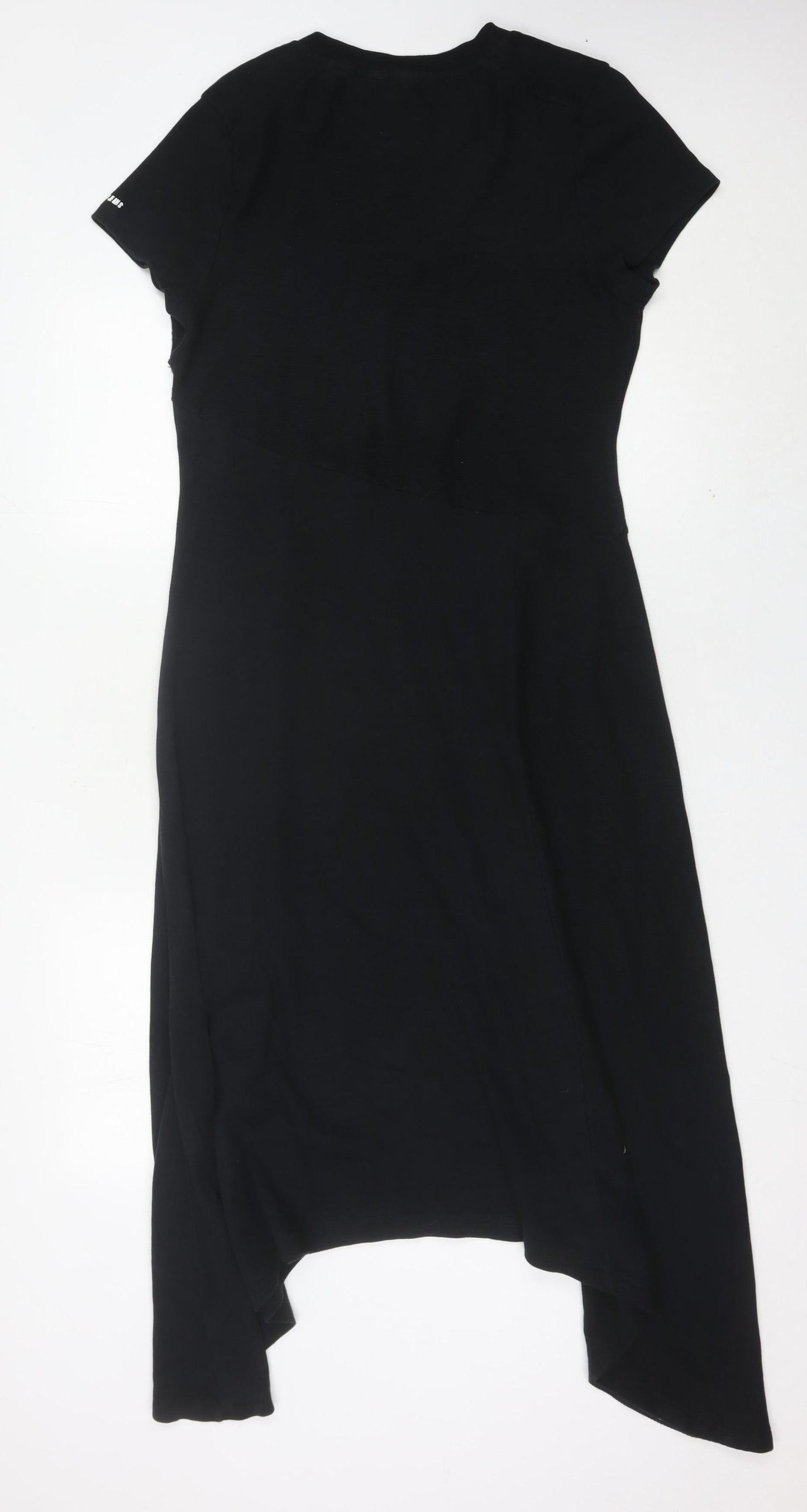 DKNY Jeans Women Black Size 14 Asymmetric V-Neck Midi Dress