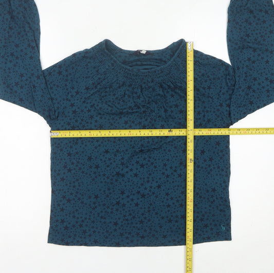 Womens UK Size 8 Joules Blue Cotton Blend Blouse