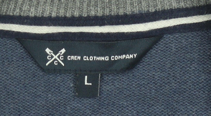 Crew Clothing Company Men's Blue L Half Zip Cotton Cashmere Jumper