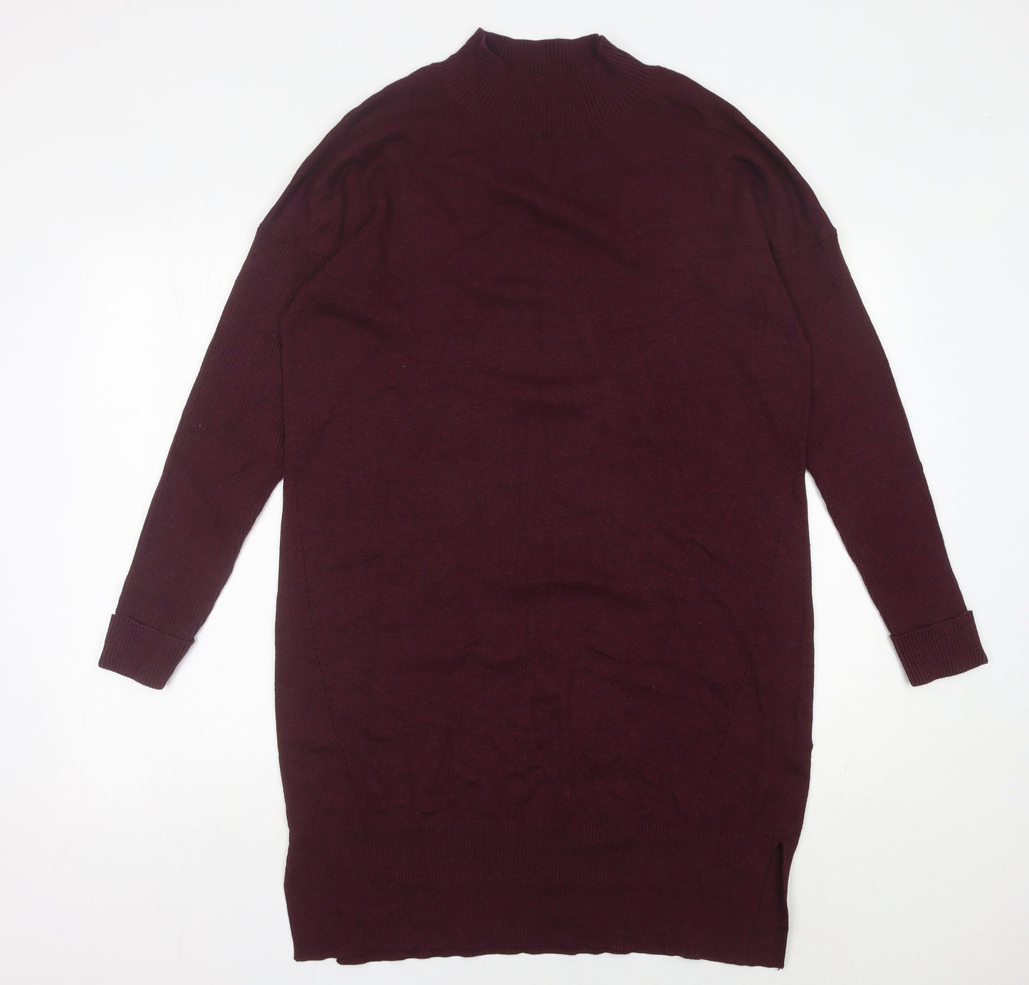 Fat Face Womens Purple Size 14 Mock Neck Long Sleeve Jumper Dress