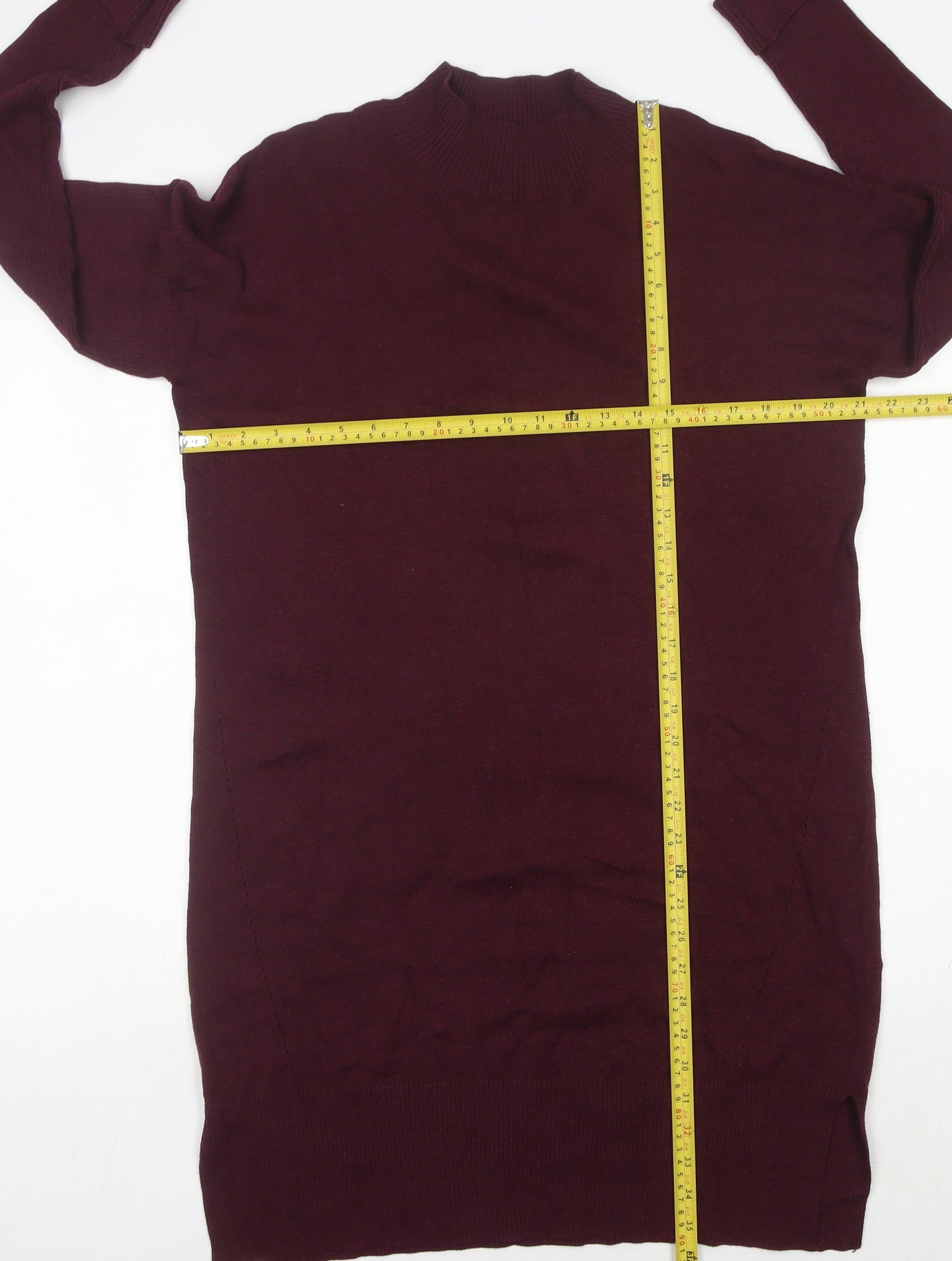 Fat Face Womens Purple Size 14 Mock Neck Long Sleeve Jumper Dress