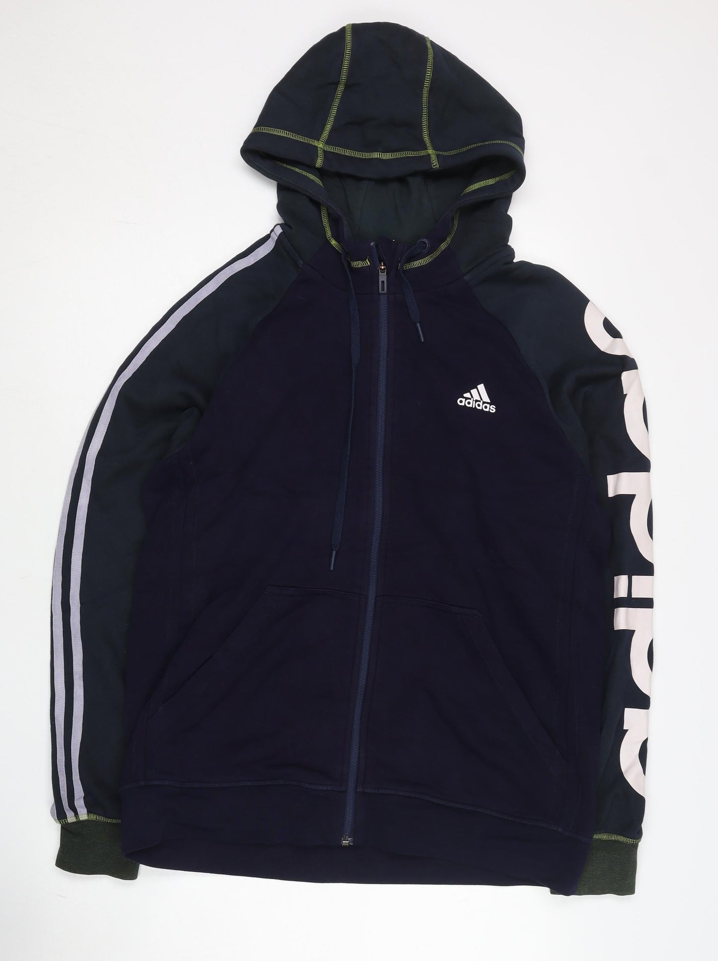 Adidas Men’s Blue L Full Zip Hoodie with Logo Graphic