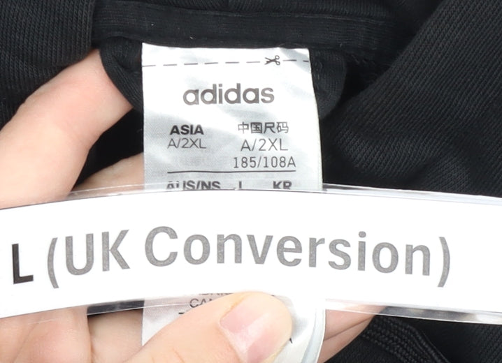 Adidas Men’s Black Full Zip Hoodie Size L Sportswear Cotton Blend