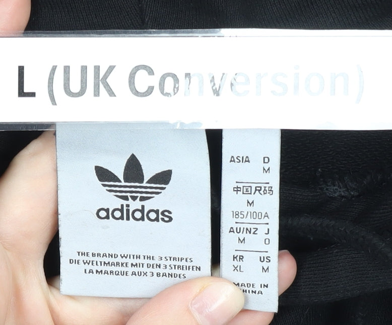 adidas Mens Black Pullover Hoodie Size L Logo Sportswear