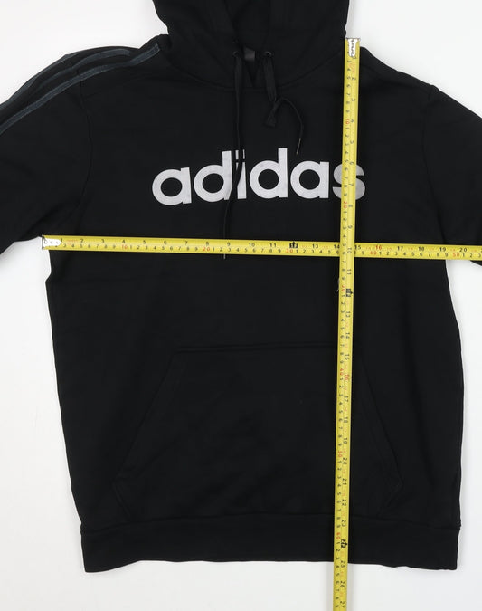 Adidas Mens Black L Pullover Hoodie Logo Sportswear Long Sleeve