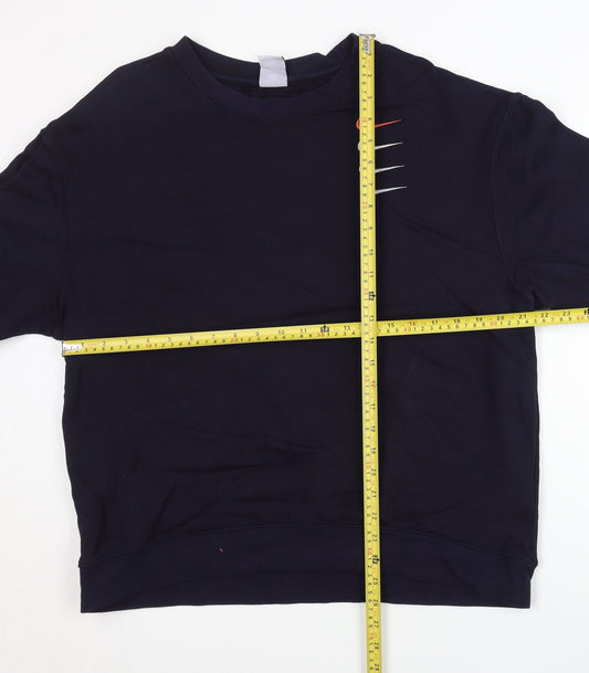 Nike Mens XL Blue Crew Neck Pullover Sweatshirt Embroidered Logo