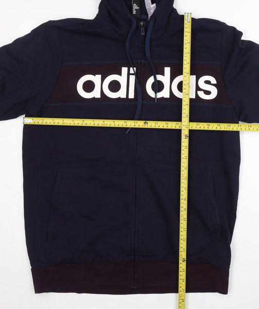 Adidas Men’s Blue Full Zip Hoodie L Sportswear Logo Hooded