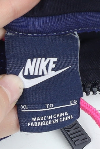 Nike Unisex Blue Full Zip Hoodie XL Cotton Blend Sportswear