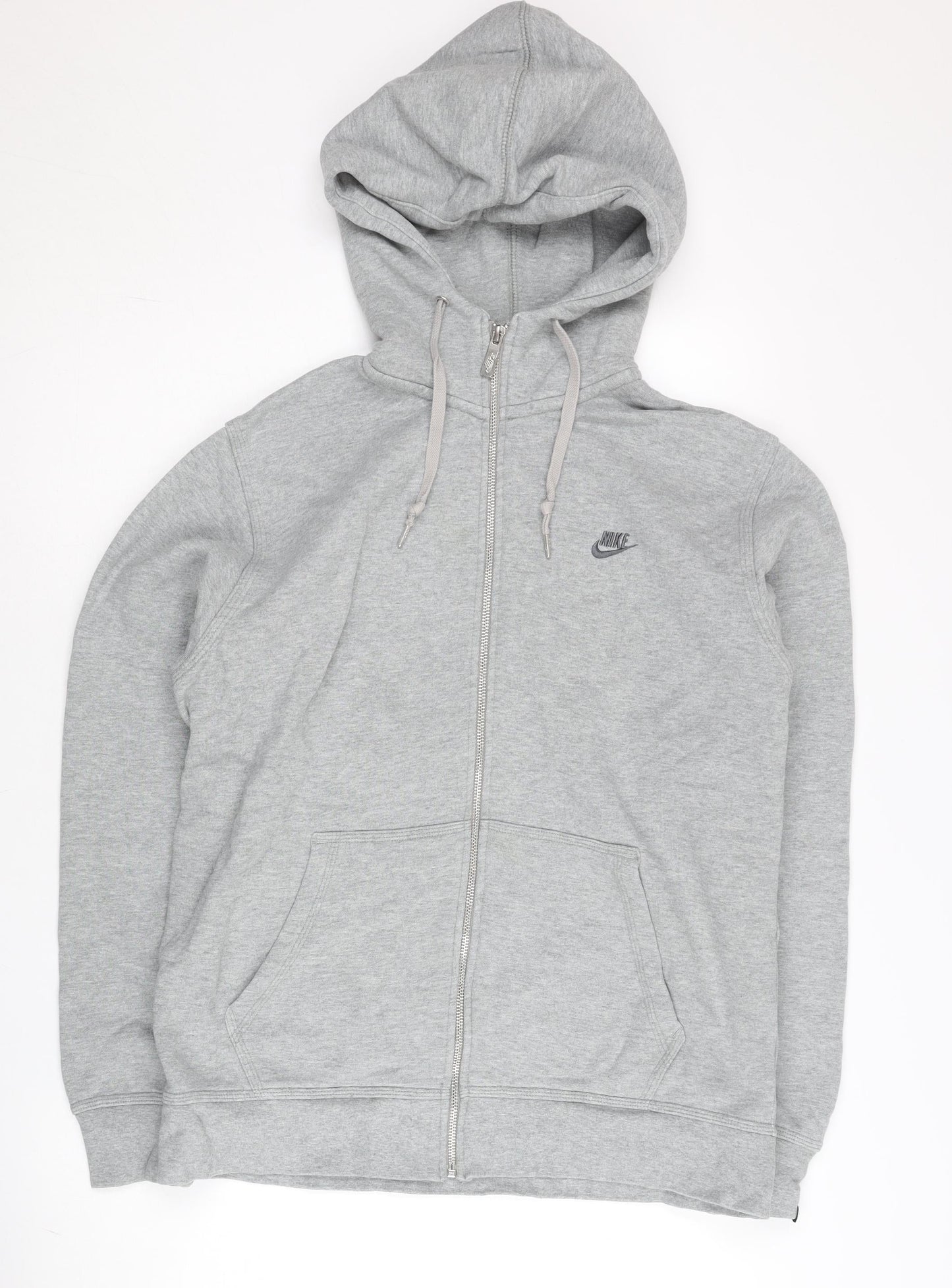 Nike Mens Grey Full Zip Hoodie L Sportswear Cotton Blend