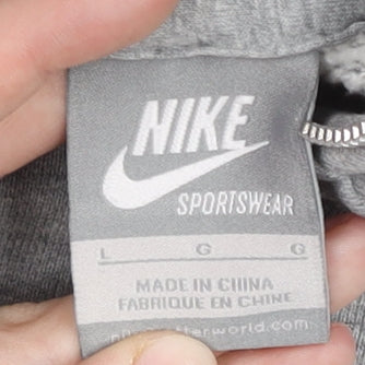 Nike Mens Grey Full Zip Hoodie L Sportswear Cotton Blend