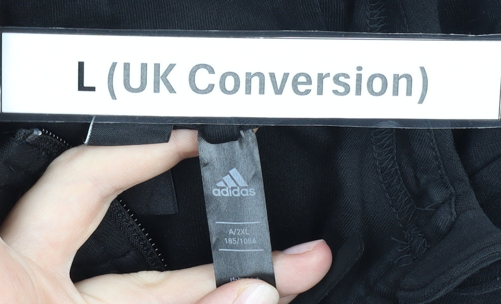Adidas Men’s Black Full Zip Hoodie L Regular Fit Sportswear