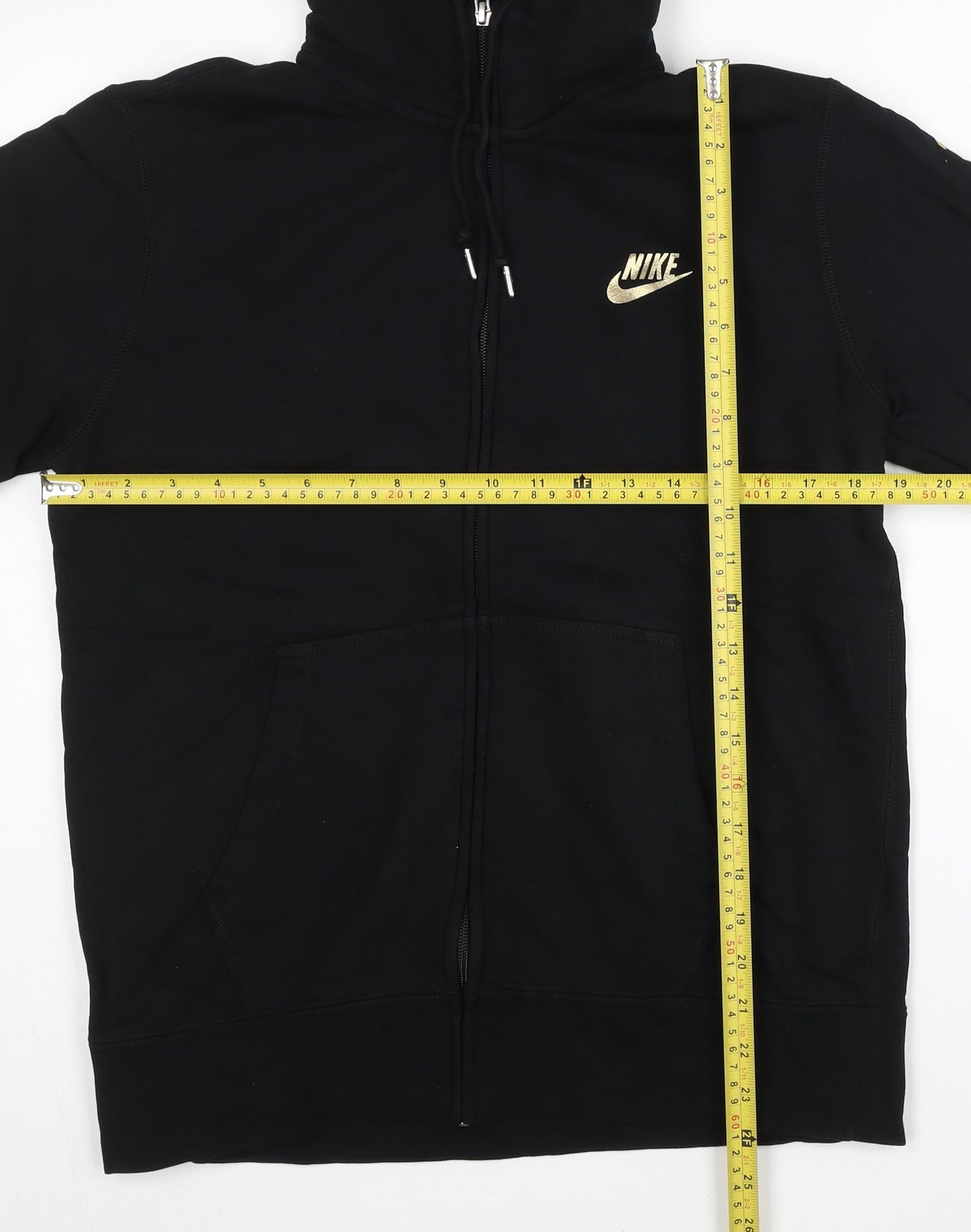 Nike Mens Black Gold Full Zip Hoodie Sweatshirt Size M Sportswear