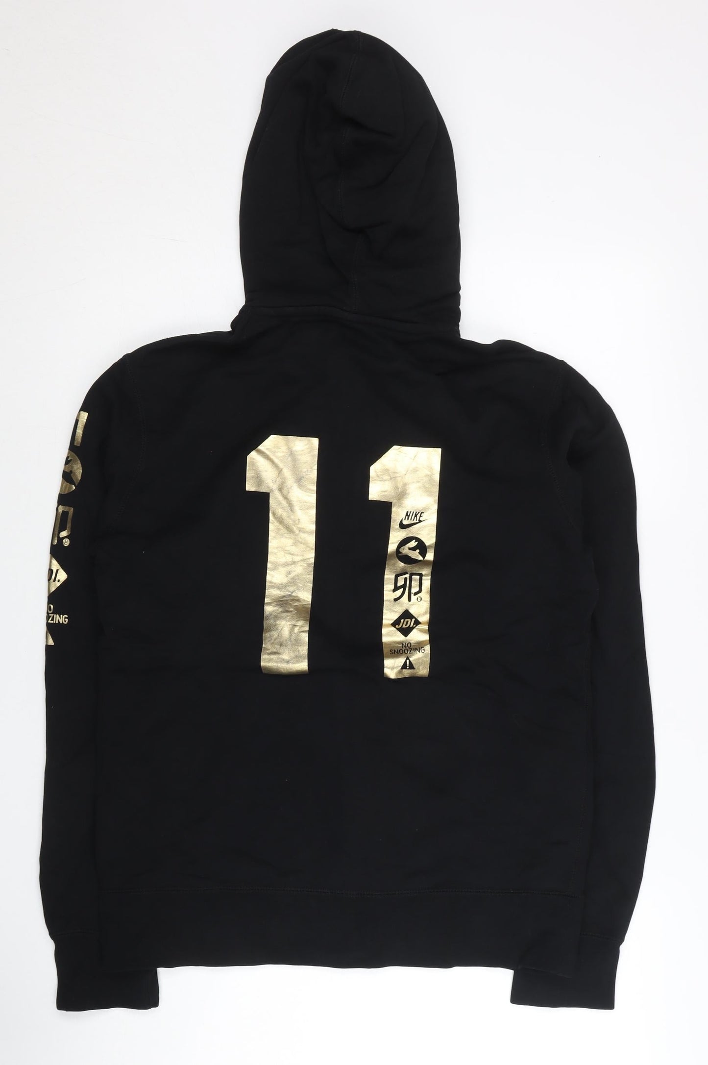 Nike Mens Black Gold Full Zip Hoodie Sweatshirt Size M Sportswear