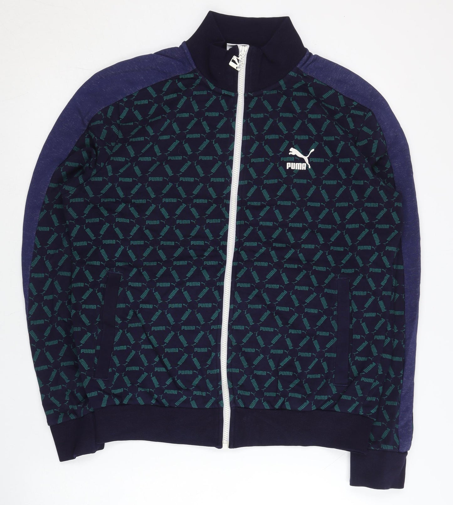 Puma Men’s Blue Track Jacket L Full Zip Logo Sportswear
