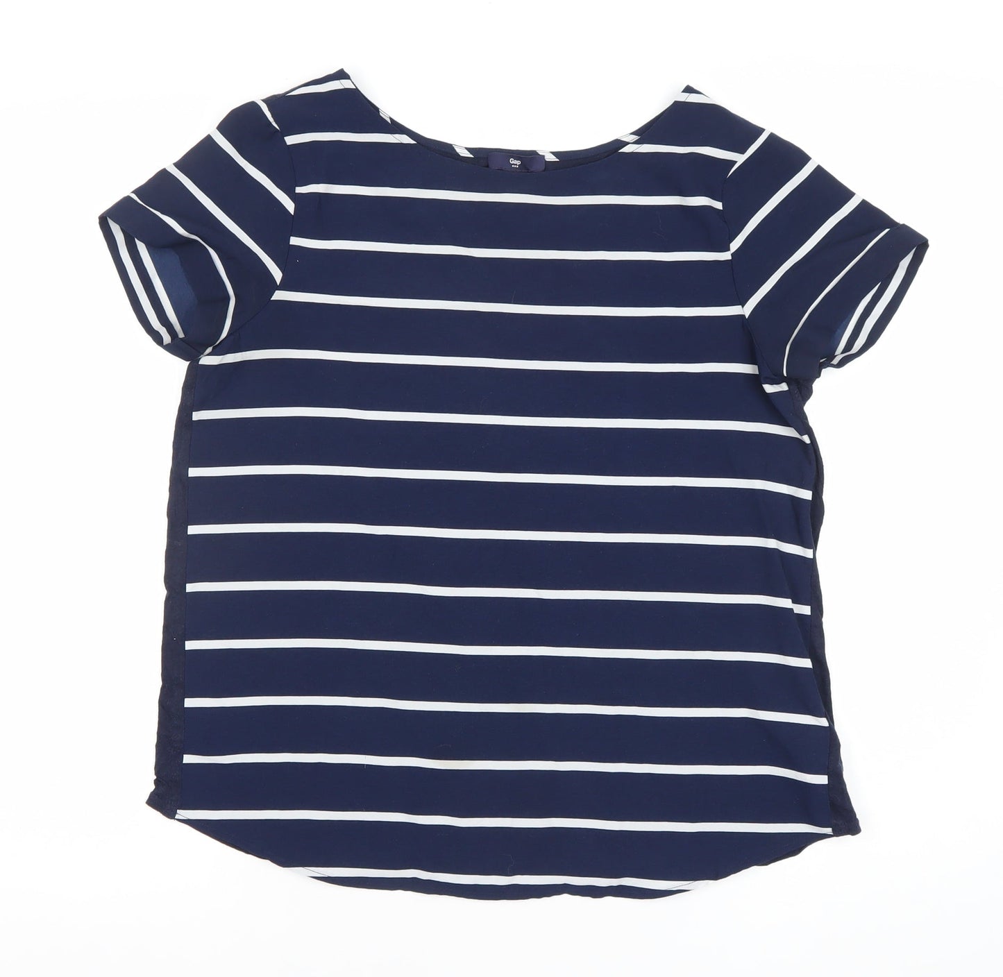 Gap Women’s Blue Striped Boat Neck Short Sleeve T-Shirt Size S