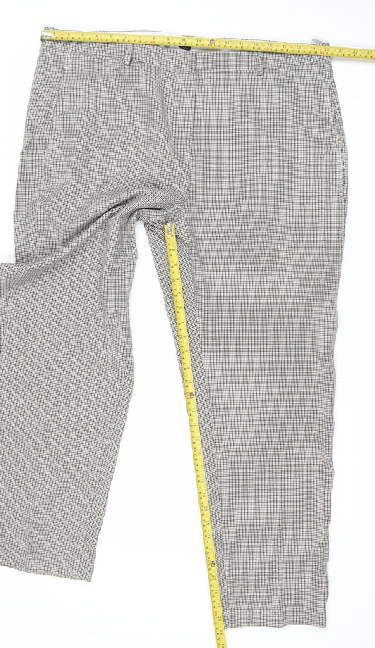 Marks and Spencer Womens Grey Check Straight Leg Trousers Size 20