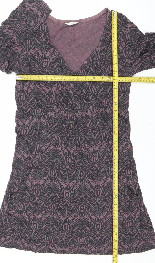 White Stuff Womens Purple Geometric A-Line Cotton Dress S