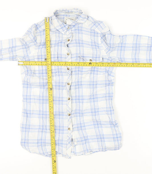 FatFace Women’s Blue Plaid Cotton Button-Up Shirt Size 8