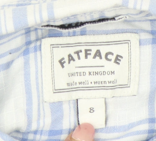 FatFace Women’s Blue Plaid Cotton Button-Up Shirt Size 8