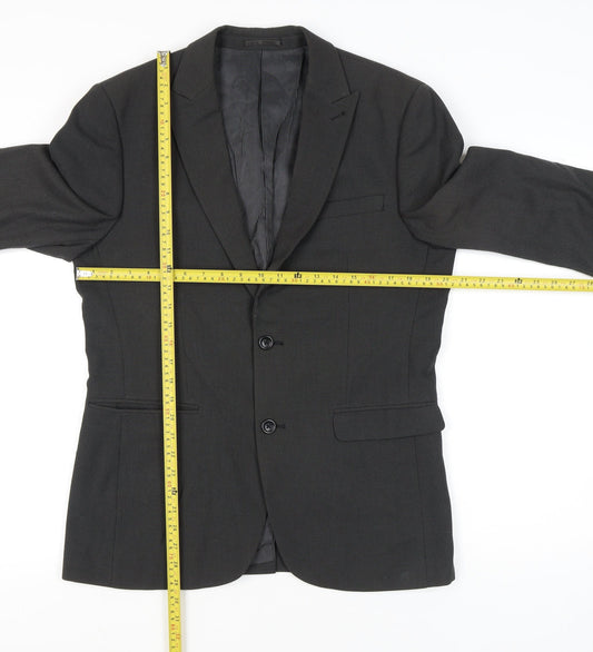 Next Men's Grey Blazer Jacket Size 40 Regular Fit Notch Lapel
