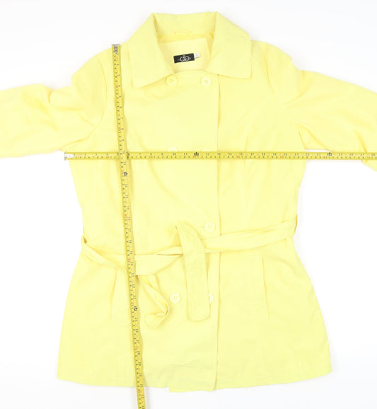 David Barry Women’s Yellow Trench Coat Size 16 Belted Mid-Length