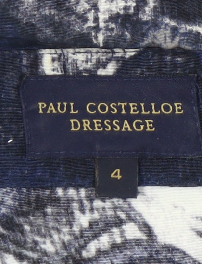 Paul Costelloe Women’s Blue Floral Ruffle Sleeveless Blouse Size 4