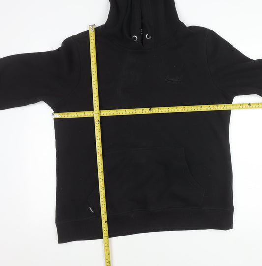 Superdry Womens Black Pullover Hoodie Size 16 Regular Fit