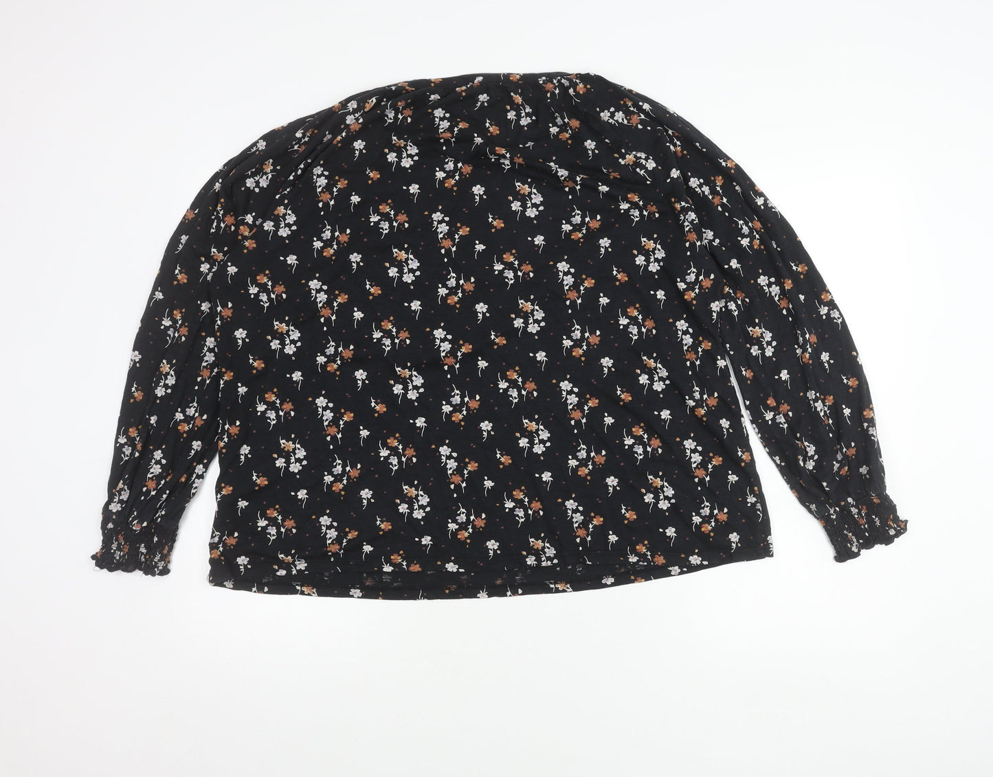 Fat Face Women’s Black Floral Tunic Blouse UK 18 Long Sleeve