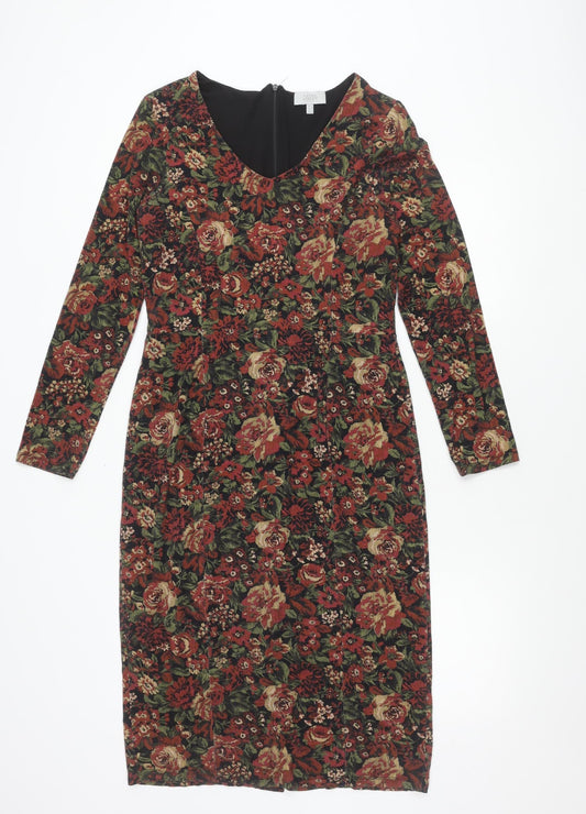 Laura Ashley Women’s Floral Sheath Dress UK 12 Multicoloured Long Sleeve