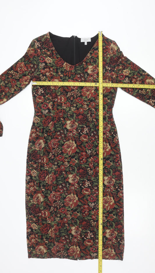 Laura Ashley Women’s Floral Sheath Dress UK 12 Multicoloured Long Sleeve