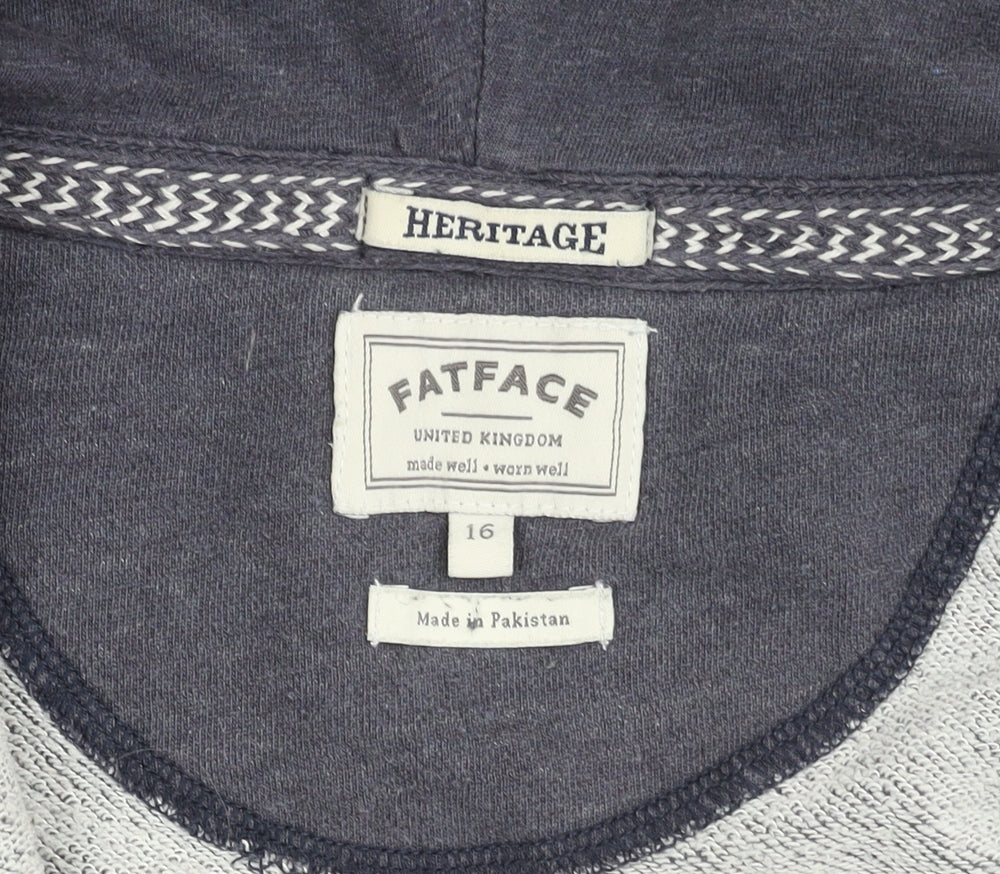 FatFace Women’s Blue Hoodie Jacket Size 16 Cotton Blend Casual Zip Up