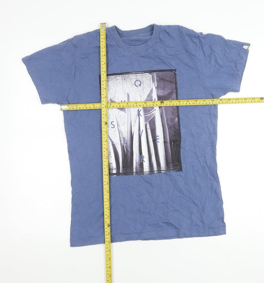 Quiksilver Men's Blue S Graphic Surf T-Shirt Cotton Crew Neck