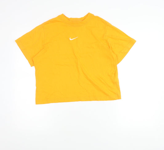 Nike Teens Yellow Loose Fit Cotton T-Shirt Size L Short Sleeve
