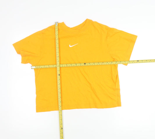 Nike Teens Yellow Loose Fit Cotton T-Shirt Size L Short Sleeve