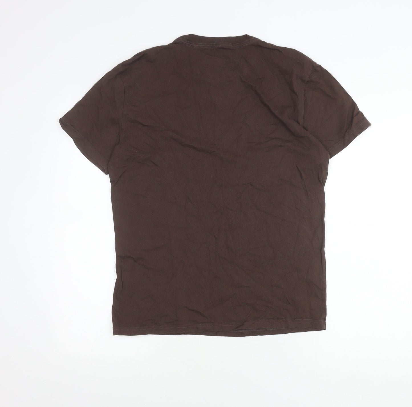 Hollister Men’s Brown Relaxed Fit Crew Neck Cotton T-Shirt Size S