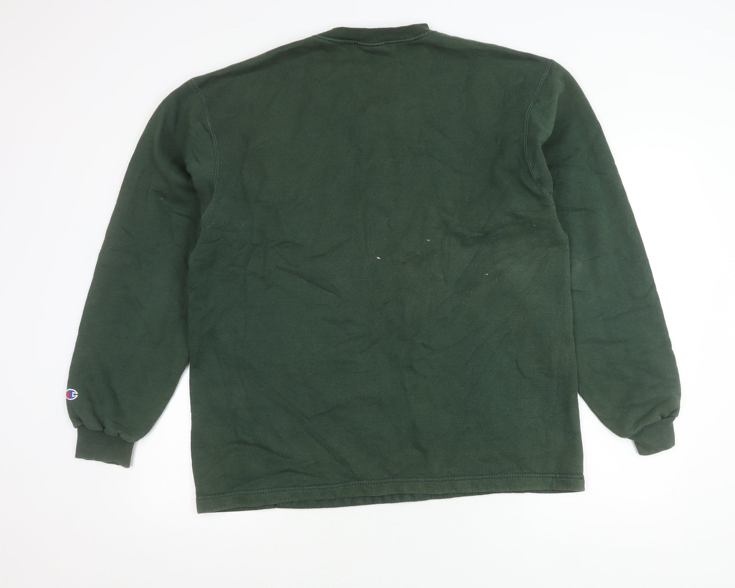 Champion Men’s Green Sweatshirt Size M Pullover V-Neck Logo