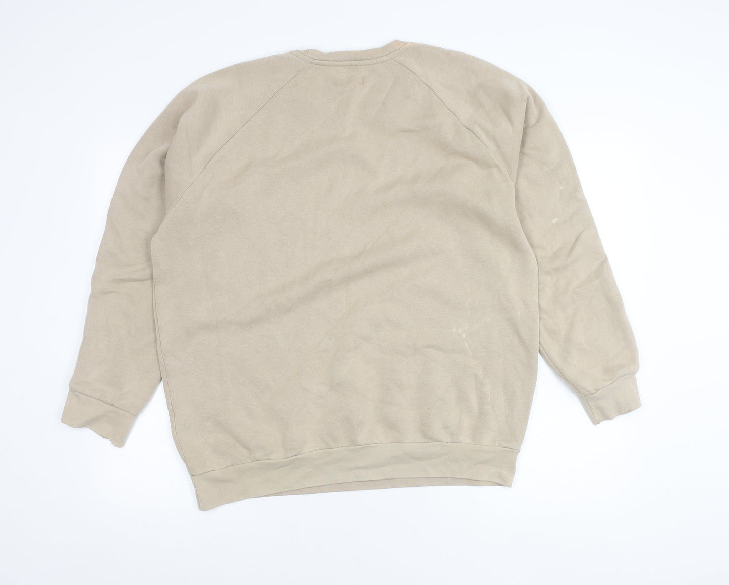 Adidas Men’s Beige Crew Neck Pullover Sweatshirt L Logo Long Sleeve