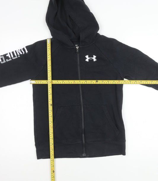 Under Armour Boys Black Full Zip Hoodie Jacket, Size 10-11 Years