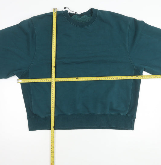 Zara Womens Green L Pullover Sweatshirt Crew Neck Long Sleeve