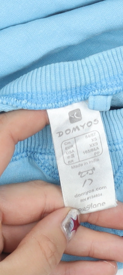 Domyos Boys Blue XS Pullover Sweatshirt Cotton Blend Long Sleeve