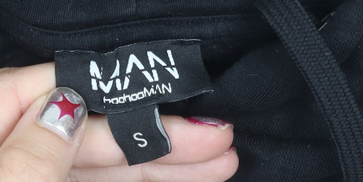 Additional view of boohooMAN Men’s Black Pullover Hoodie S Logo Gym Activewear