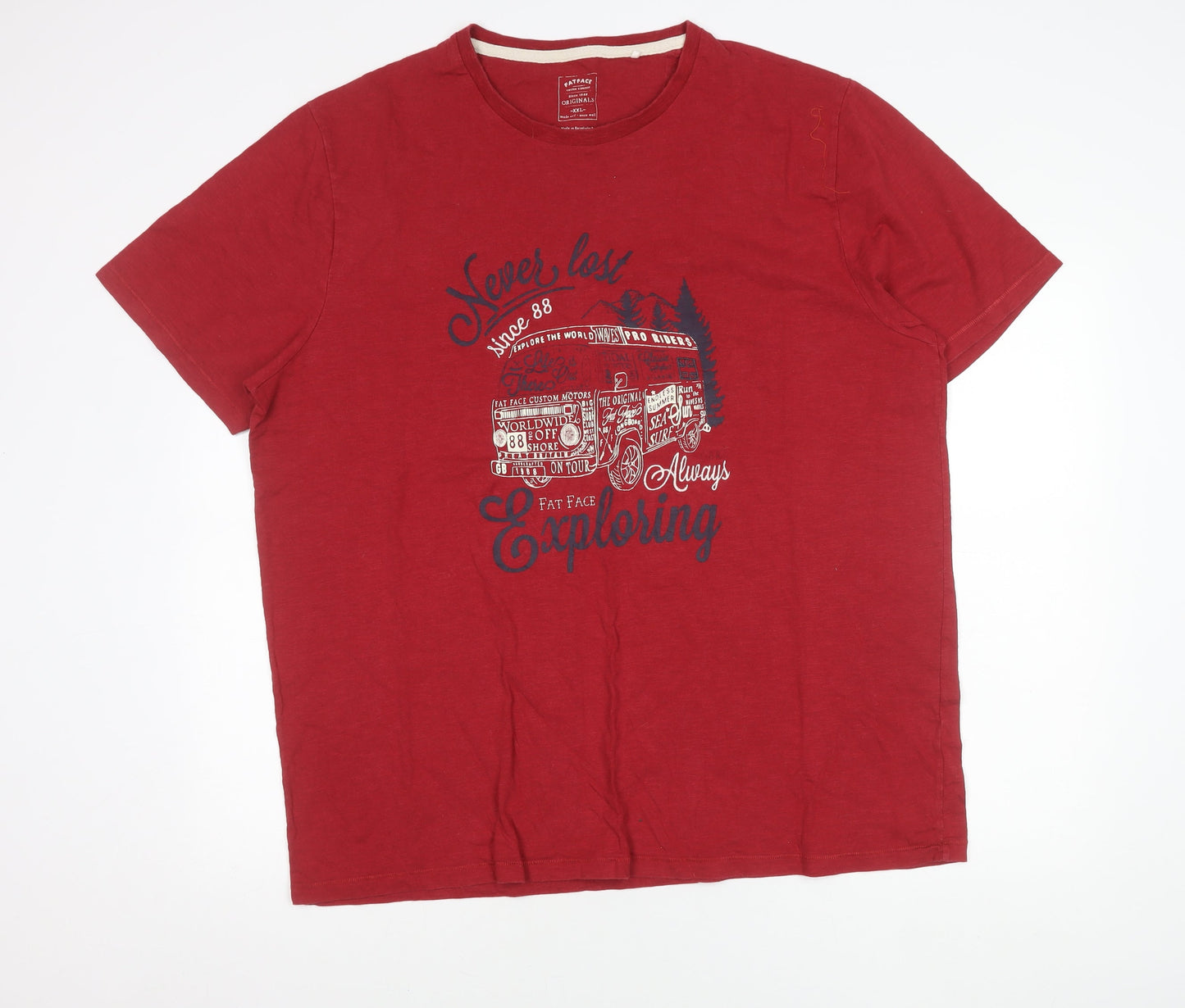 FatFace Men’s Red 2XL Graphic Print Crew Neck Cotton T-Shirt