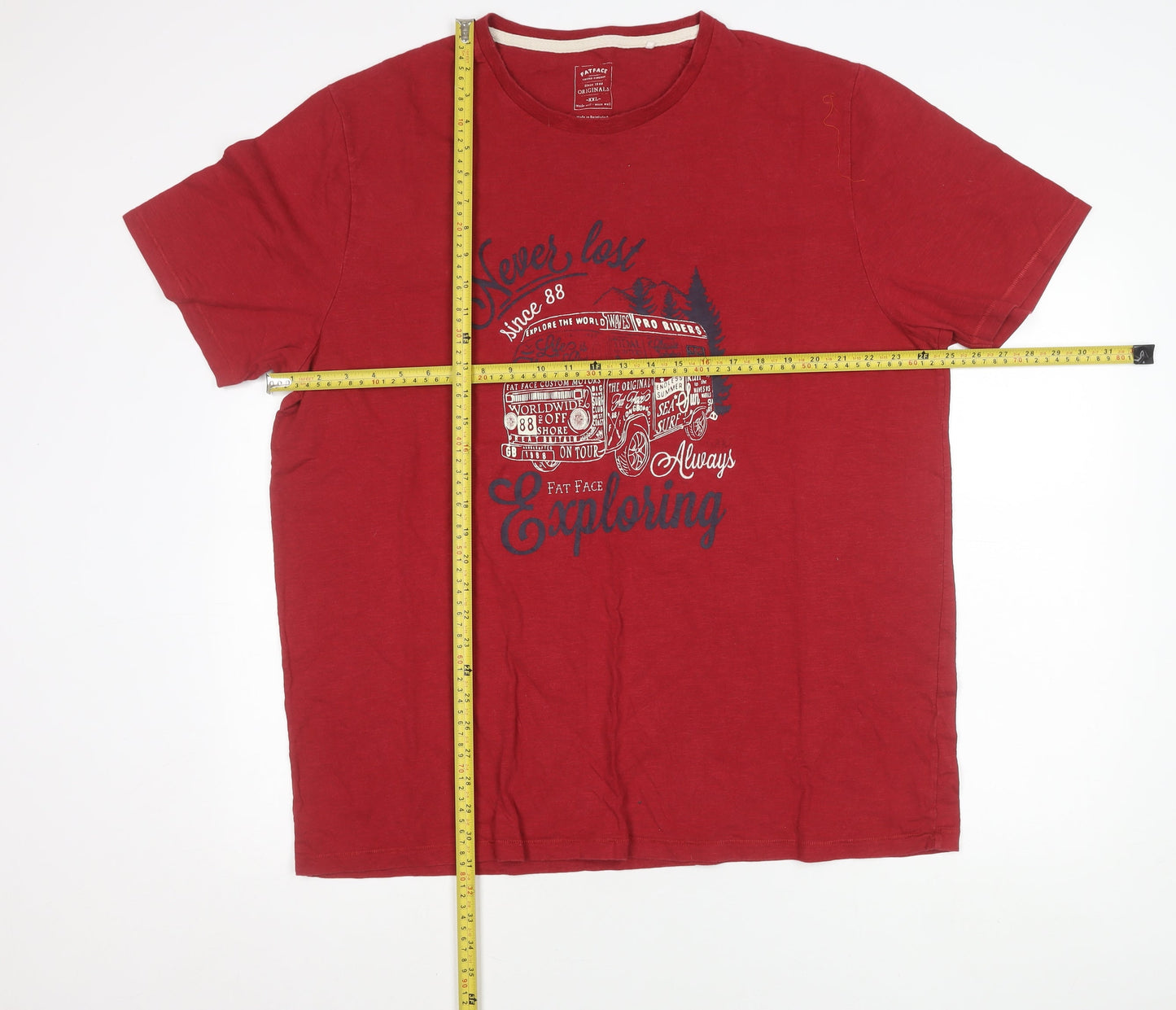 FatFace Men’s Red 2XL Graphic Print Crew Neck Cotton T-Shirt