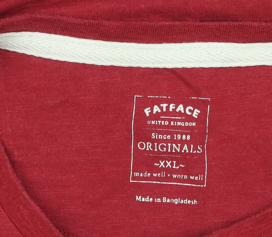 FatFace Men’s Red 2XL Graphic Print Crew Neck Cotton T-Shirt
