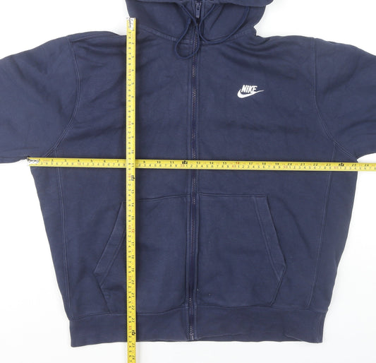 Nike Men’s Blue Full Zip Hoodie Size L Regular Fit Logo Hooded