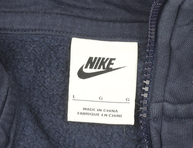 Nike Men’s Blue Full Zip Hoodie Size L Regular Fit Logo Hooded