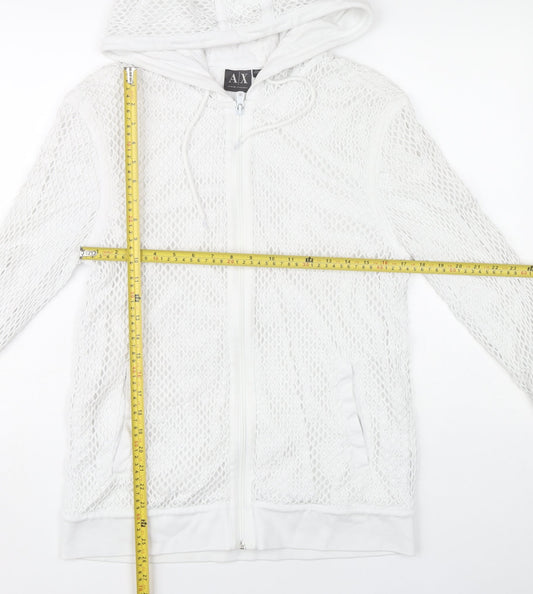 Armani Exchange Women’s White Cotton Full Zip Hoodie Size L
