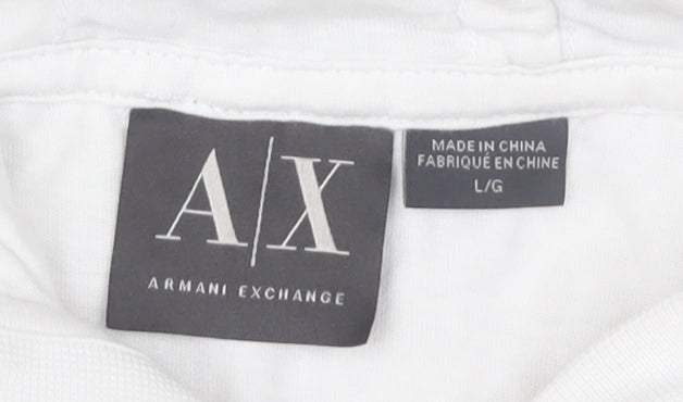 Armani Exchange Women’s White Cotton Full Zip Hoodie Size L